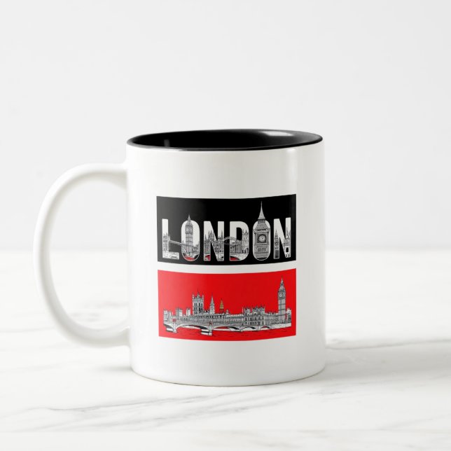 TASSE 2 COULEURS T-SHIRT LONDRES NOUVEAU TEE DESIGNER DE MODE (Gauche)