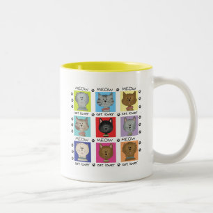 Tasse 2 Couleurs T-shirts et cadeaux d'amoureux des chats de Meow