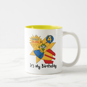 Tasse 2 Couleurs T-shirts et cadeaux de 4e anniversaire de l'Alien 
