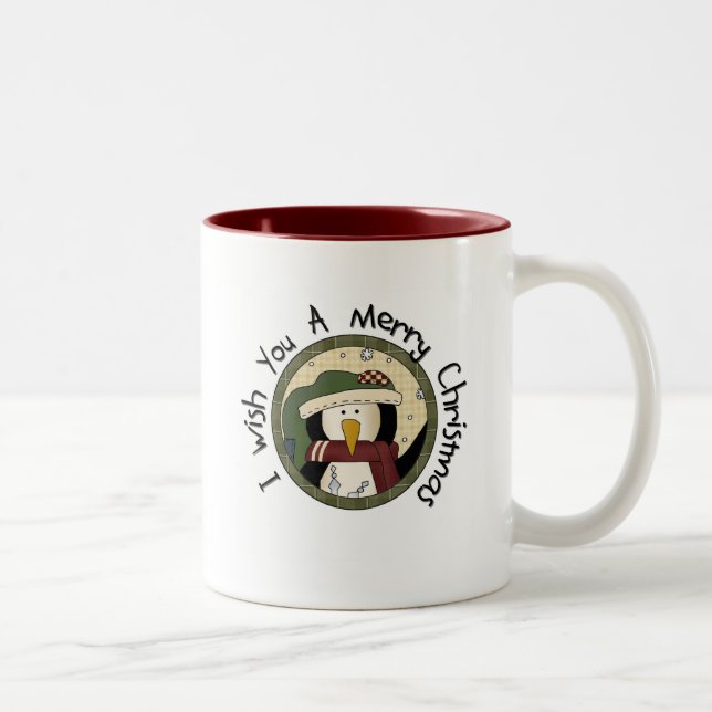 Tasse 2 Couleurs T-shirts et cadeaux de Noël Pingouin (Droit)
