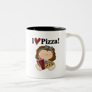 Tasse 2 Couleurs T-shirts et cadeaux de pizza d'amour de la fille I