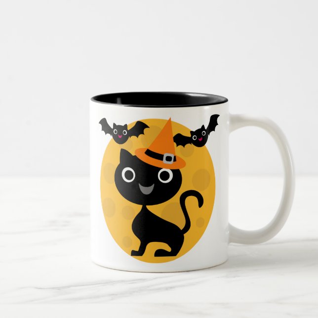 Tasse 2 Couleurs T-shirts et cadeaux Halloween Chats et chauves-sou (Droit)
