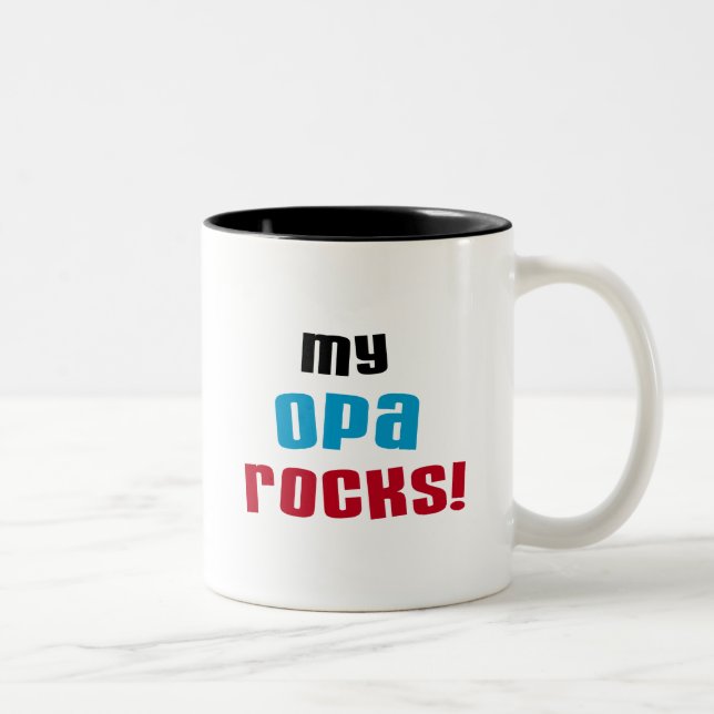 Tasse 2 Couleurs T-shirts et cadeaux My Opa Rocks (Droit)