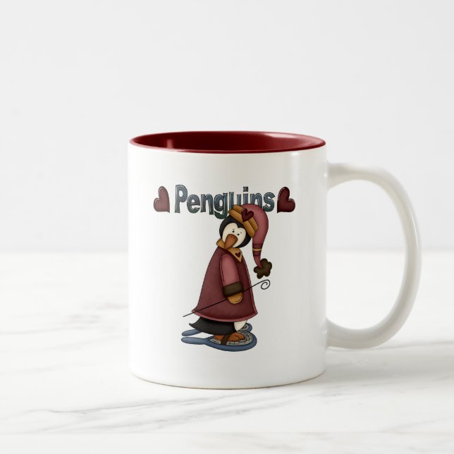 Tasse 2 Couleurs T-shirts et cadeaux Penguin en raquettes (Droit)