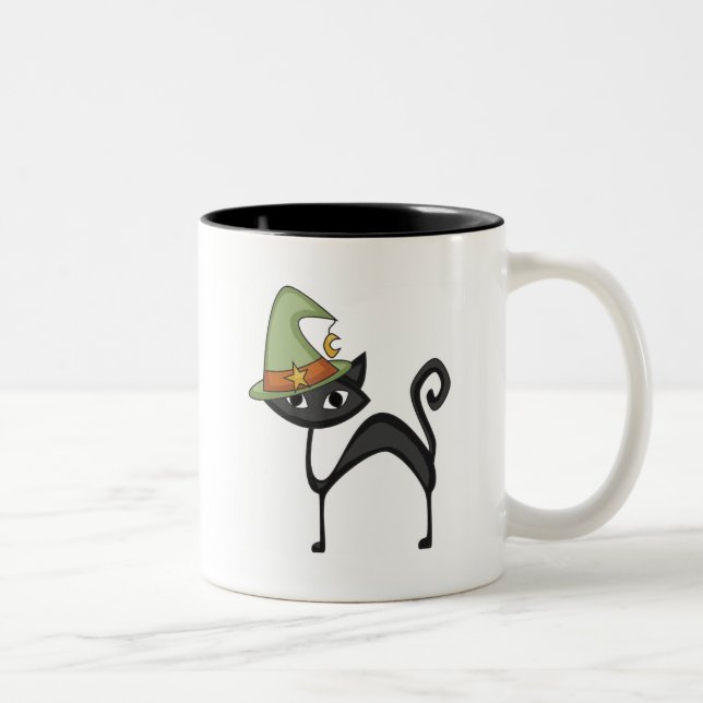 Tasse 2 Couleurs T-shirts et cadeaux pour chat Halloween (Droit)