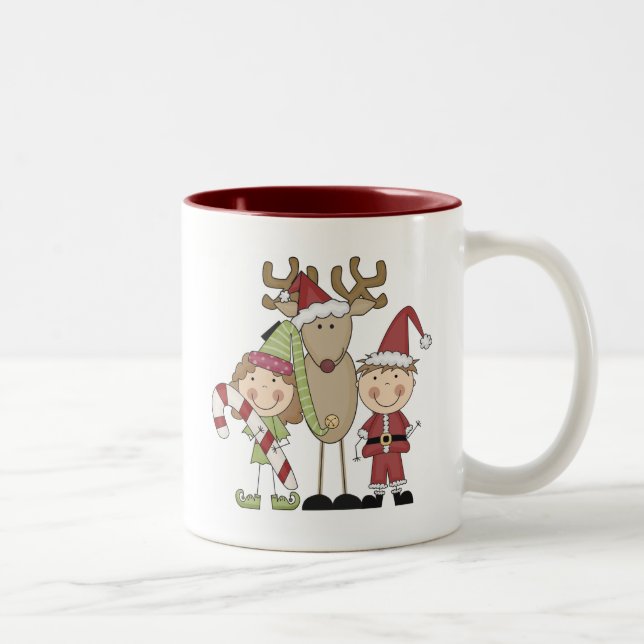 Tasse 2 Couleurs T-shirts et cadeaux Reindeer et Elves (Droit)
