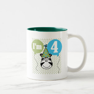 Tasse 2 Couleurs T-shirts et cadeaux Zebra 4e anniversaire