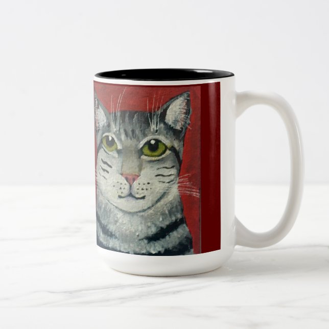 Tasse 2 Couleurs Tabby Cat (Droit)