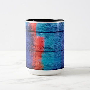 Tasse 2 Couleurs Tableau Abstrait en bois vintage #11