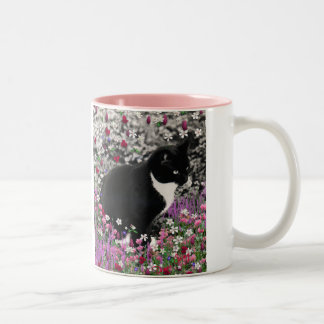 Tasse 2 Couleurs Taches de rousseur en fleurs II - chat de Kitty de