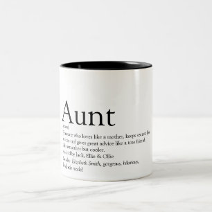 Tasse 2 Couleurs Tante Amusante Citation de Définition Personnalisé