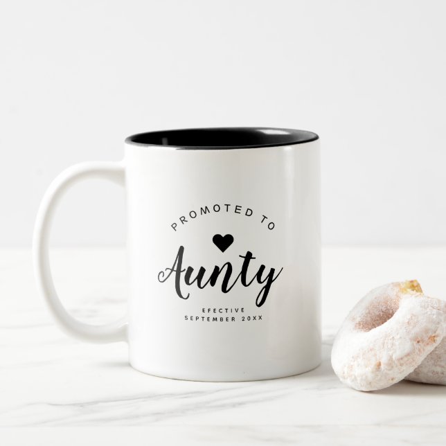 Tasse 2 Couleurs Tante | Nouveau Faire-part bébé personnalisé (Avec donut)