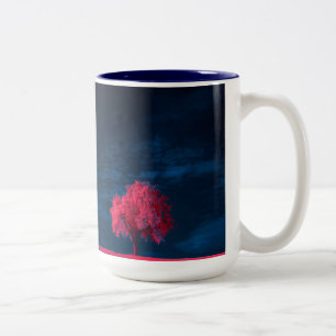 Tasse 2 Couleurs "Tasse avec arbre de fleurs de cerisier rose sous 