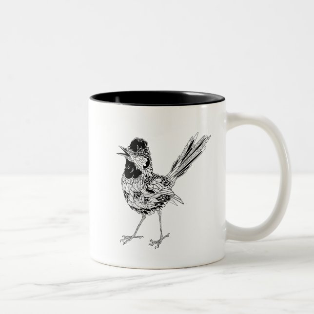Tasse 2 Couleurs Tatouage d'oiseau (Droit)