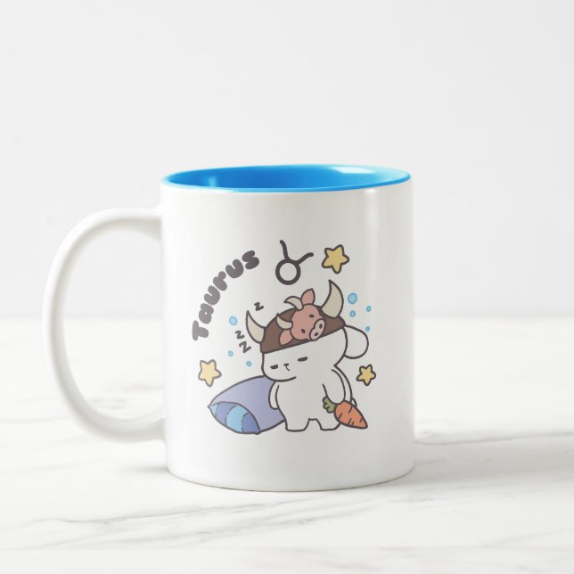 Tasse 2 Couleurs Taurus Zodiac Dreamer - Joli lapin dormant (Gauche)