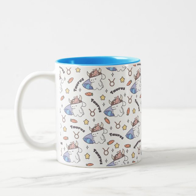 Tasse 2 Couleurs Taurus Zodiac sciage - Sleepy Bunny Motif (Gauche)