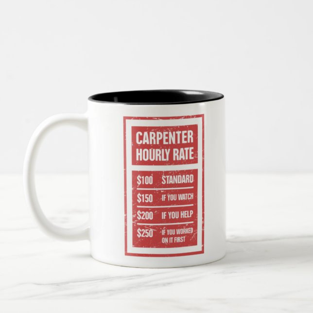 Tasse 2 Couleurs Taux horaire de charpentier amusant (Gauche)