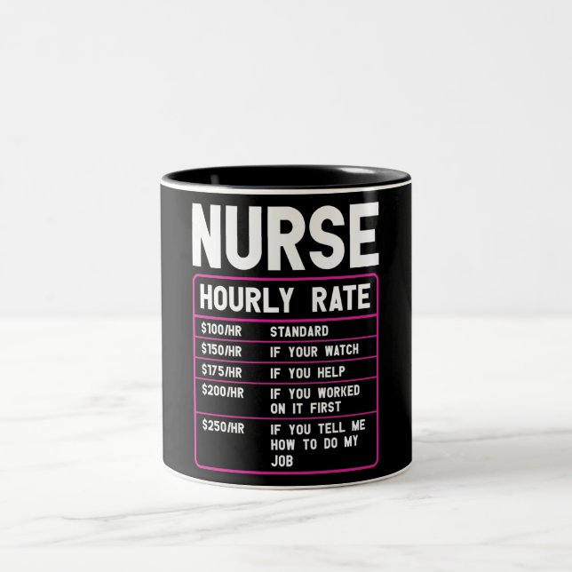 Tasse 2 Couleurs Taux horaire drôle des infirmières (Centre)