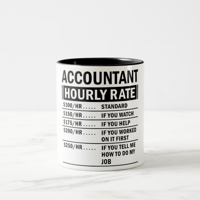 Tasse 2 Couleurs Taux horaire drôle du comptable (Centre)