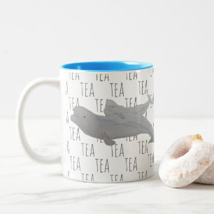 Tasse 2 Couleurs Tea Marine Mammal Aquarelle Mère Bébé Beluga