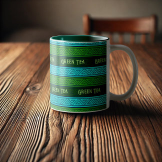 Tasse 2 Couleurs Tea vert feuillage vert et vert Aqua Bleu Grandes 