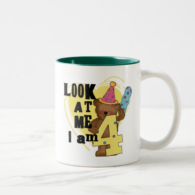Tasse 2 Couleurs Teddy Bear I'm 4 Anniversaire Tshirts and Gifts (Droit)