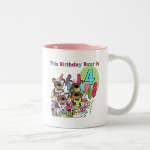 Tasse 2 Couleurs Teddy Bear Party 4th Birthday Tshirts et cadeaux