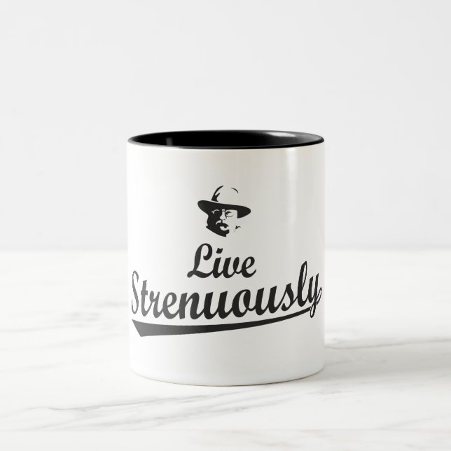 Tasse 2 Couleurs Teddy Roosevelt vit avec force (Centre)