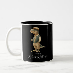 Tasse 2 Couleurs Tee-Rex golfeur cool Dinosaure Signature Nom
