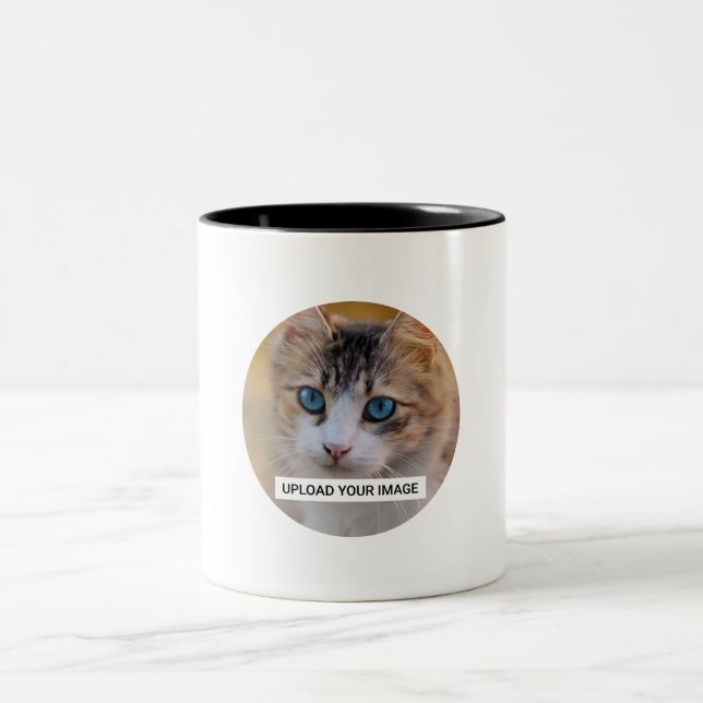 Tasse 2 Couleurs Téléchargez votre photo Cute Cat (Centre)