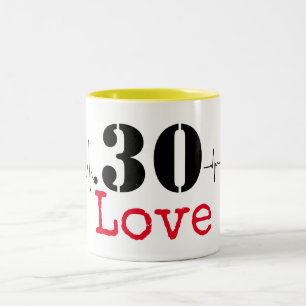 Tasse 2 Couleurs Tennis 30e Anniversaire balle de tennis et numéro 
