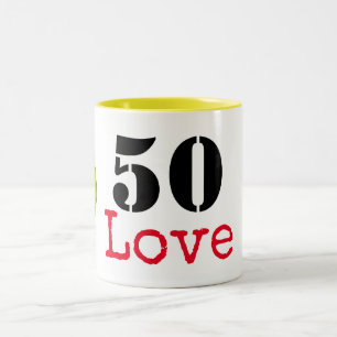 Tasse 2 Couleurs Tennis 50e Anniversaire balle de tennis et numéro 