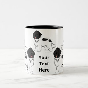 Tasse 2 Couleurs Terre-neuve Landseer de dessin animé personnalisab