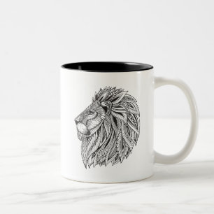 Tasse 2 Couleurs Tête modelée ethnique de lion
