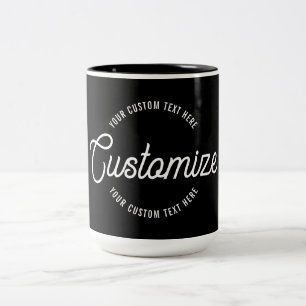Tasse 2 Couleurs Texte circulaire moderne et cursif élégant modifia