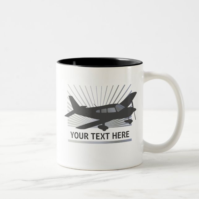 Tasse 2 Couleurs Texte de personnaliser - avion à voilure basse (Droit)