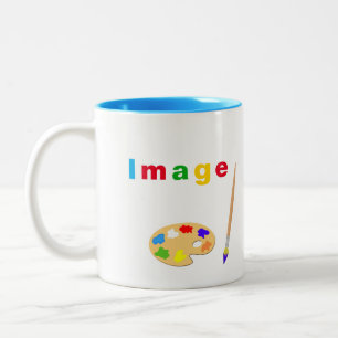 Tasse 2 Couleurs Texte et icônes artistiques multicolores sur fond 