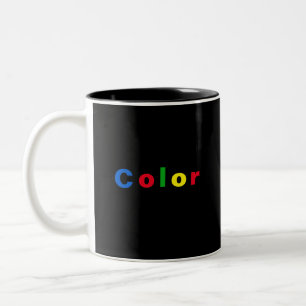 Tasse 2 Couleurs Texte multicolore éditable et élégant sur fond noi