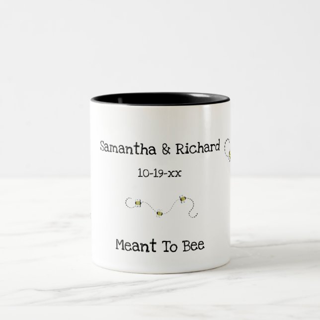 Tasse 2 Couleurs Texte Personnalisable Cool D'Abeille (Centre)