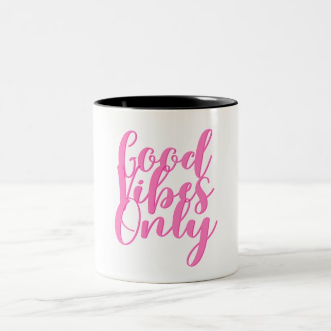 Tasse 2 Couleurs Texte positif Bonnes vibes seulement (Centre)