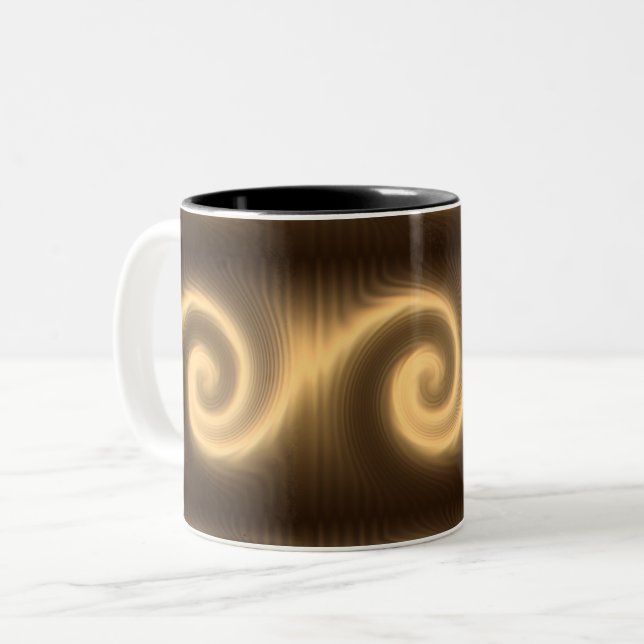Tasse 2 Couleurs texture en spirale d'or abstraite (Devant gauche)