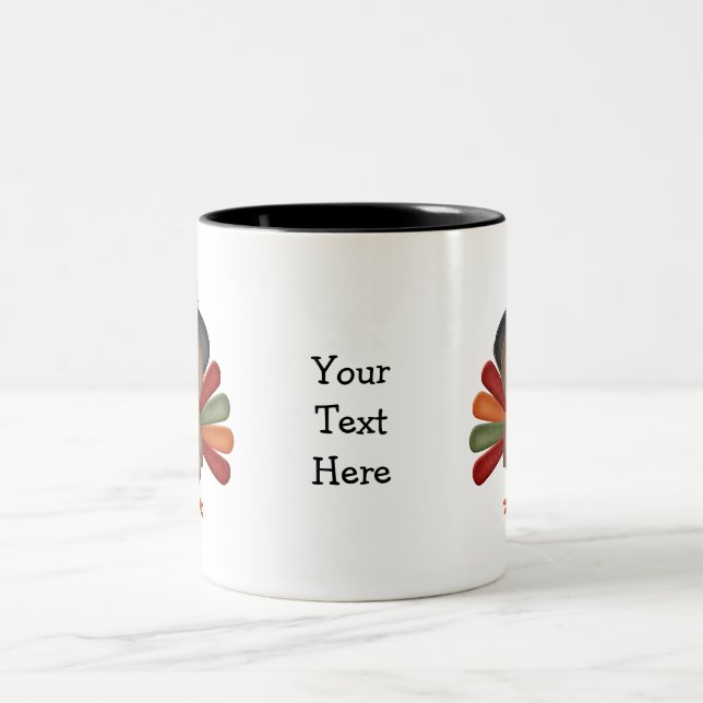 Tasse 2 Couleurs Thanksgiving Turquie mignonne (Centre)