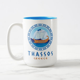 Tasse 2 Couleurs Thassos, Grèce Conception de navires grecs