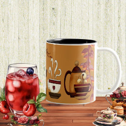 Tasse 2 Couleurs Thé à la boue Brown de terre après-midi High Tea P