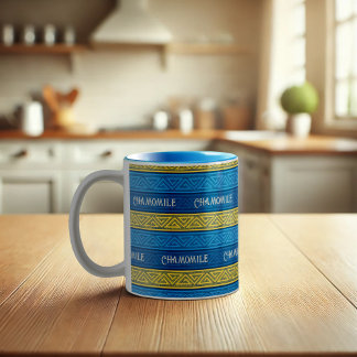 Tasse 2 Couleurs Thé à la Camomille Jaune Vif et Rayures Celtiques 