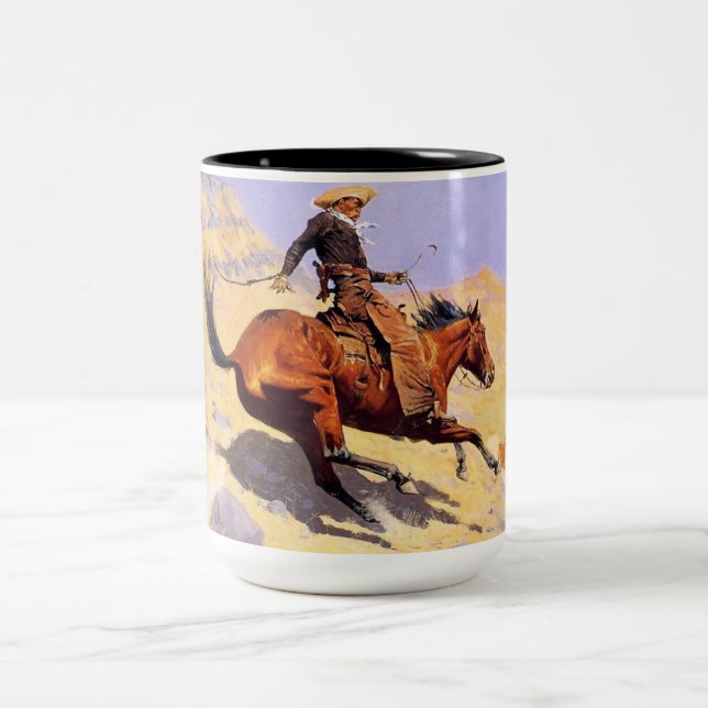 Tasse 2 Couleurs The Cowboy (par Frederic Remington) (Centre)