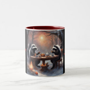 Tasse 2 Couleurs Thé dansant de petits skunks Noël