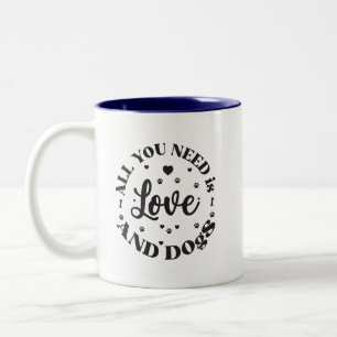 Tasse 2 Couleurs Thème "Amour et Chiens"