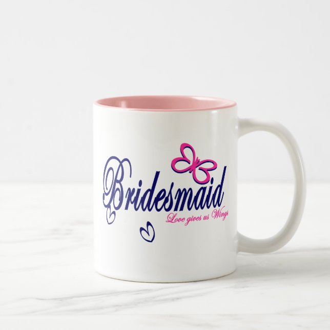 Tasse 2 Couleurs Thème Bridesmaid/Papillon (Droit)