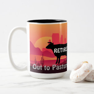 Tasse 2 Couleurs Thème de la vache amusante Retraite de l'Ouest ver